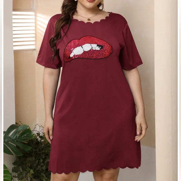 sequin lip dress Liv Sequin Fit And Flare Dress